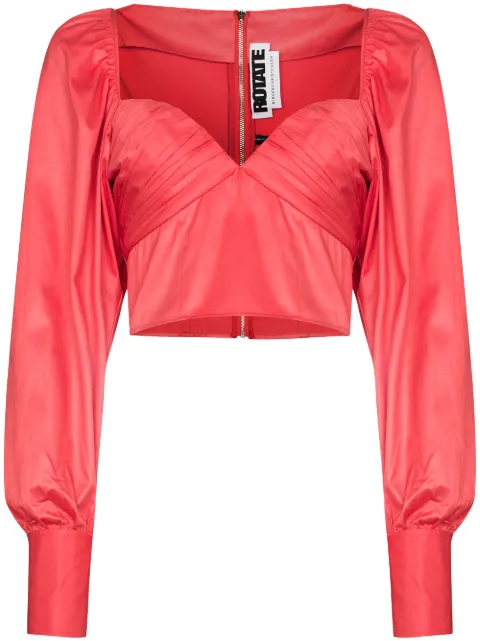 ROTATE BIRGER CHRISTENSEN deep V-neck ruched blouse Red RT016