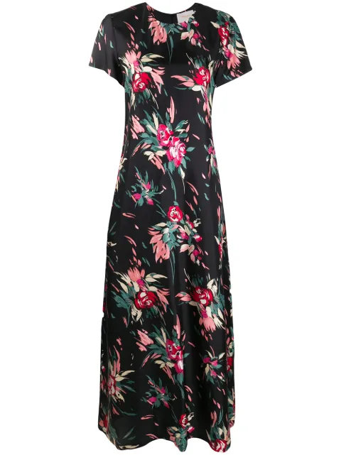 La DoubleJ floral print long silk dress Black DRE0001SIL001BRZ0002