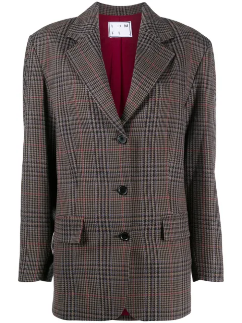 In The Mood For Love plaid single-breasted blazer Brown PFW200030016