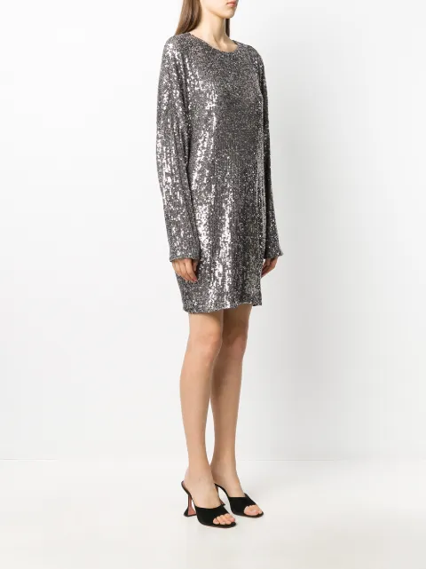 In The Mood For Love long-sleeve sequin dress Silver PFW190010013