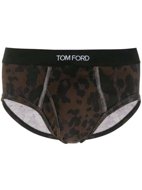 TOM FORD leopard cotton briefs Brown T4LC11110