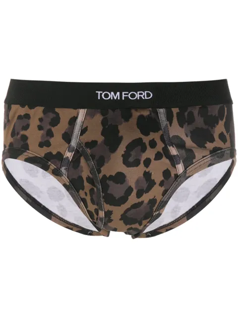 TOM FORD leopard cotton briefs Brown T4LC11110