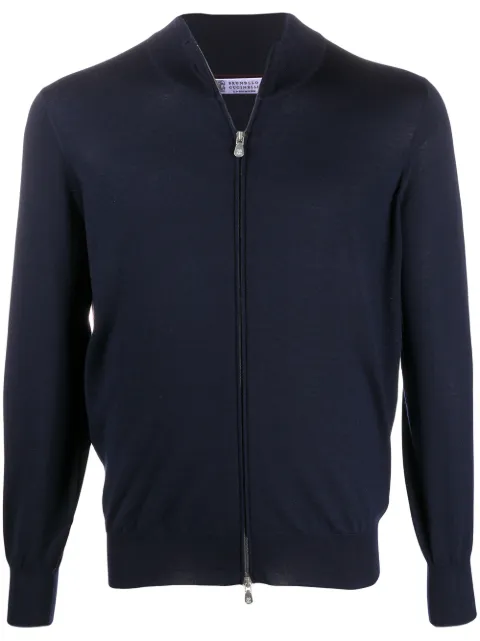 Brunello Cucinelli high-neck zip-through sweater Blue M2400106CW425