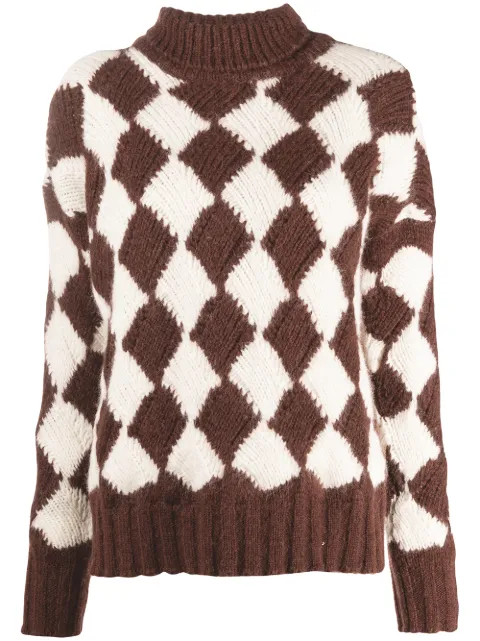 Plan C geometric roll-neck jumper Brown DVCMB55KG0FW007