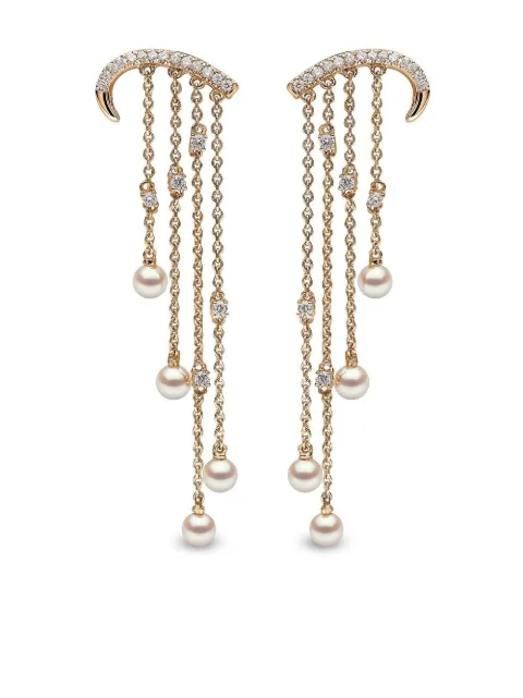Yoko London 18kt yellow gold Sleek Akoya pearl and diamond earrings Gold QYE21886X