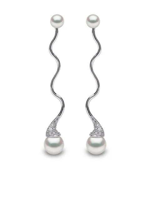 Yoko London 18kt white gold Sleek Akoya pearl and diamond earrings Silver QYE21937X
