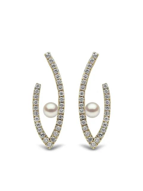 Yoko London 18kt yellow gold Sleek Akoya pearl and diamond earrings Gold QYE21826X