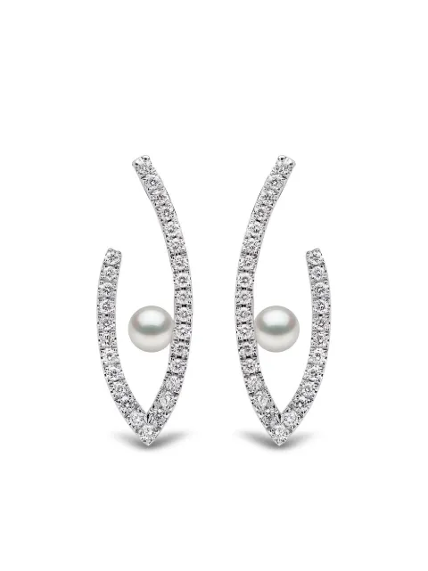 Yoko London 18kt white gold Sleek Akoya pearl and diamond earrings Silver QYE21827X