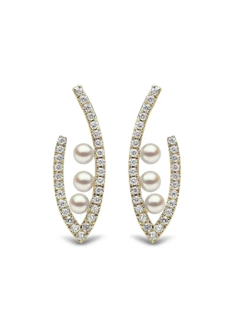 Yoko London 18kt yellow gold Sleek Akoya pearl and diamond earrings Gold QYE21836X