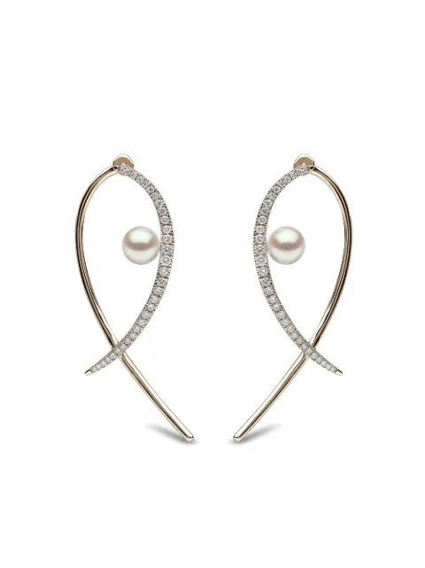 Yoko London 18kt yellow gold Sleek Akoya pearl and diamond earrings Gold QYE21916X