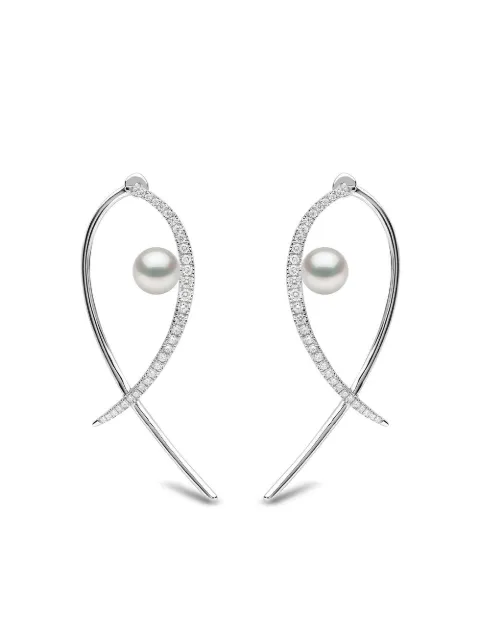 Yoko London 18kt white gold Sleek Akoya pearl and diamond earrings Silver QYE21917X