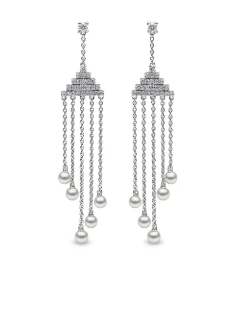 Yoko London 18kt white gold Sleek Akoya pearl and diamond earrings Silver QYE21847X