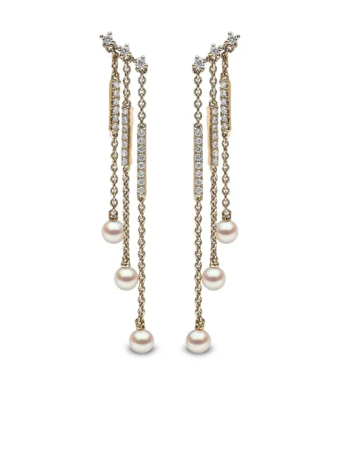 Yoko London 18kt yellow gold Sleek Akoya pearl and diamond earrings Gold QYE21866X