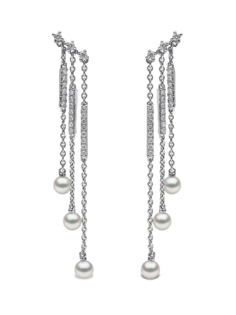 Yoko London 18kt white gold Sleek Akoya pearl and diamond earrings Silver QYE21867X