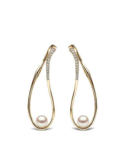 Yoko London 18kt yellow gold Sleek Akoya pearl and diamond earrings Gold QYE21926X