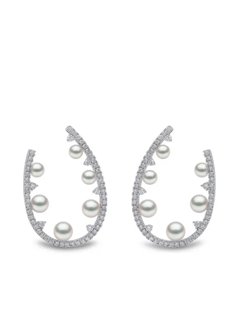 Yoko London 18kt white gold Sleek Akoya pearl and diamond earrings Silver QYE22097X