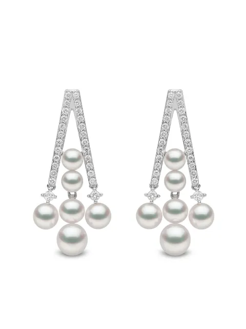 Yoko London 18kt white gold Sleek Akoya pearl and diamond earrings Silver QYE22077X