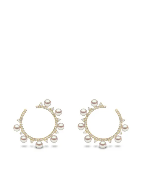 Yoko London 18kt yellow gold Sleek Akoya pearl and diamond earrings Gold QYE22106X