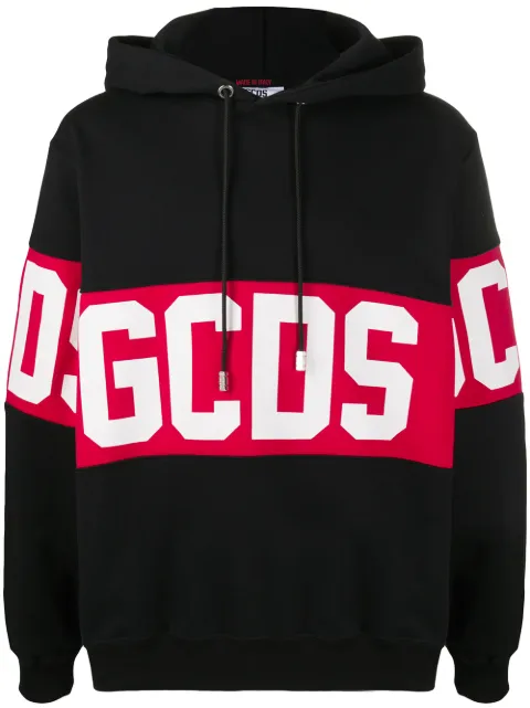 GCDS logo print hoodie Black CC94M021013