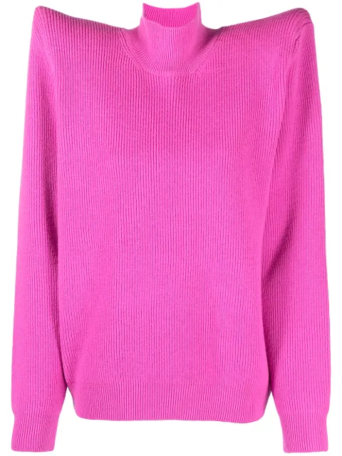 Balenciaga long-sleeve wide shoulder jumper Pink 641423T1581
