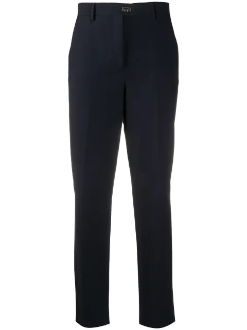 Ferragamo Gancini-plaque straight-leg trousers Blue 736575