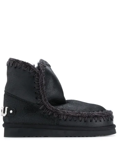 Mou rhinestone-logo boots Black MUFW101036BCBKG
