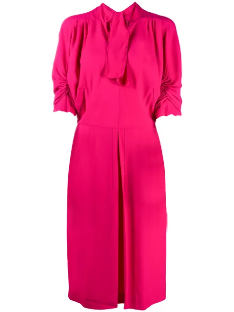 Marni ruched-sleeves tie-neck day dress Pink ABMA0670A0TV285