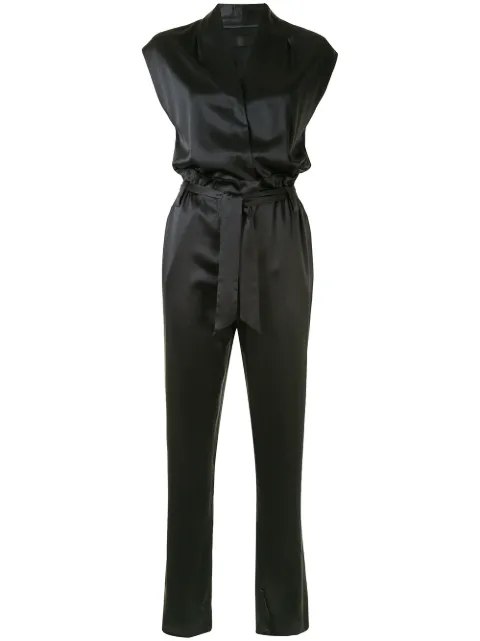 RTA waist-tied silk jumpsuit Black WU03329023