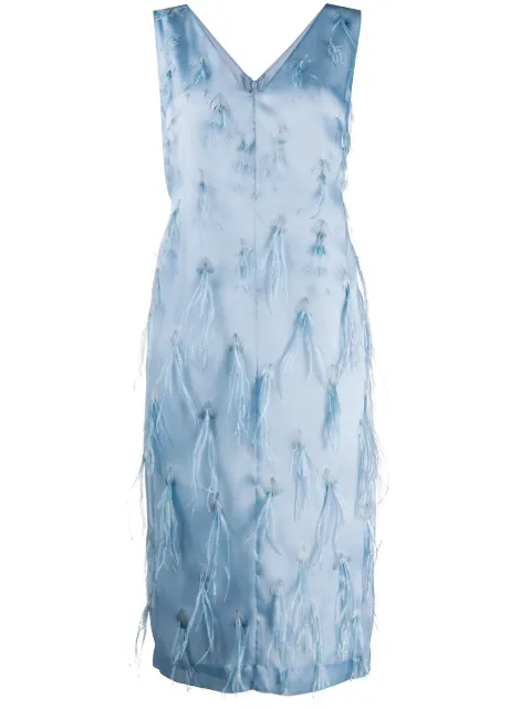 PUCCI feather embroidery midi dress Blue 1ERH051E655