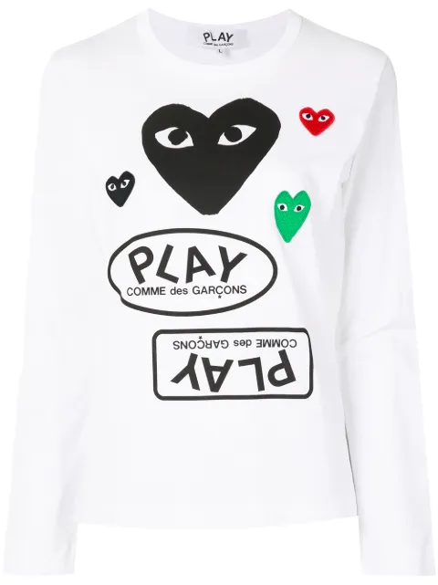 Comme Des Garçons Play logo print long sleeve t-shirt White P1T285
