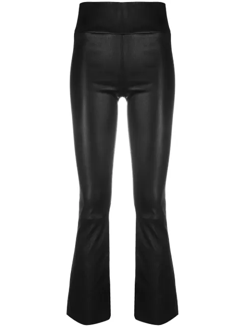 Sprwmn fitted cropped leather trousers Black FLR016L