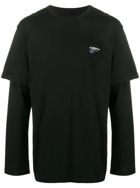 C2h4 layered logo print T-shirt Black R002054