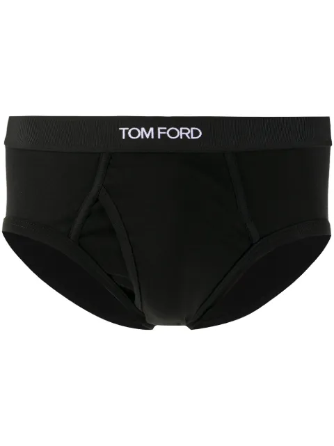 TOM FORD logo-jacquard grosgrain-waistband briefs Black T4LC11040
