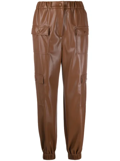MSGM high-waisted pocket-detail trousers Brown 2941MDP04207652