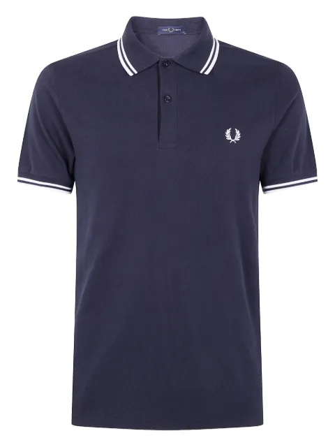 Fred Perry stripe-trim logo polo shirt Blue M3600