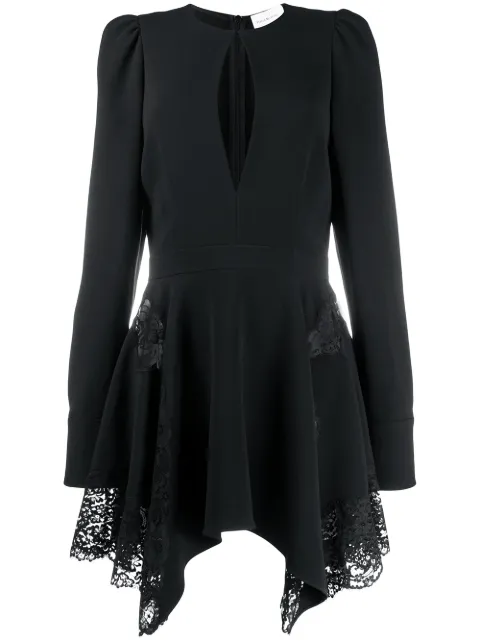 Stella McCartney asymmetric floral lace mini dress Black 602931SNA28
