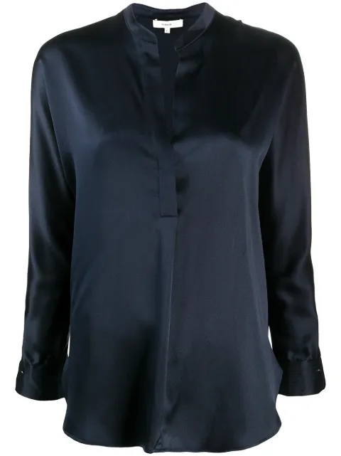 Vince long-sleeved open front blouse Blue VR84511926