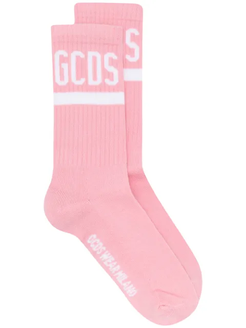 GCDS ribbed contrast logo socks Pink CC94M010024