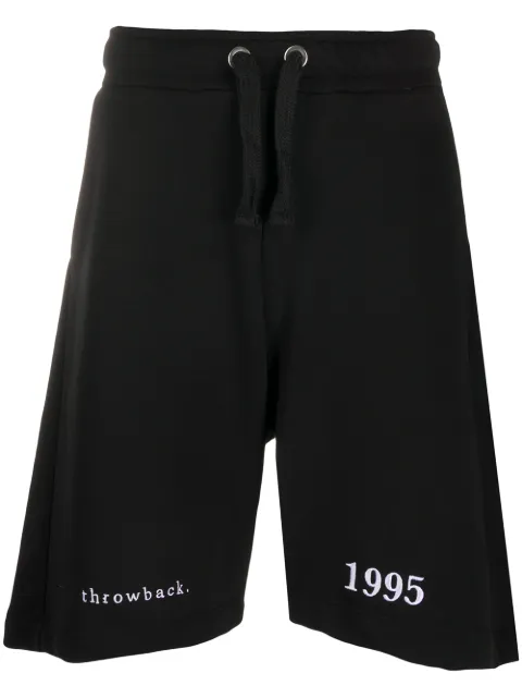 Throwback. logo embroidered track shorts Black TBP45