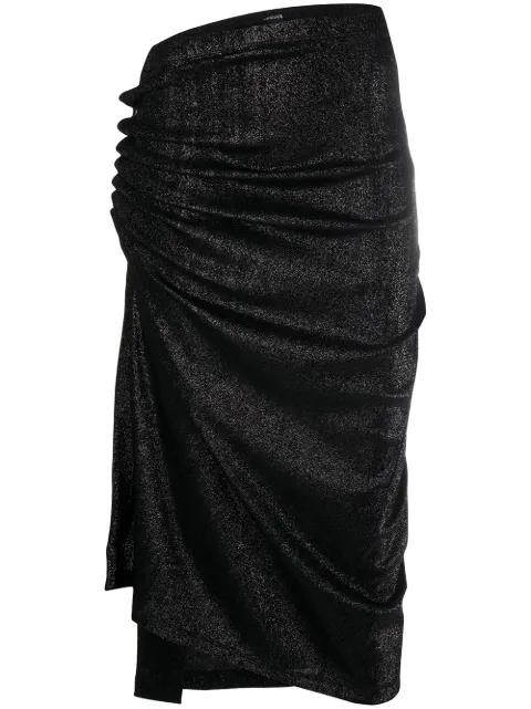 Rabanne metallic threaded asymmetric skirt Black 20AJJU007VI0261