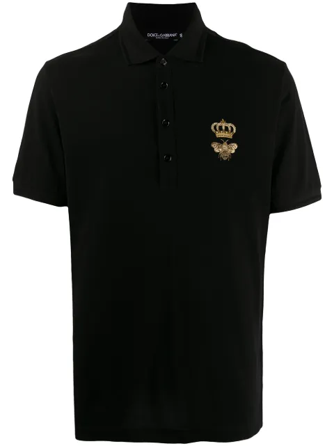 Dolce & Gabbana embroidered piqué polo shirt Black G8LZ1ZG7WURN0000