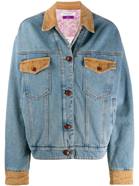 Philosophy Di Lorenzo Serafini corduroy-detail denim jacket Blue J05065730