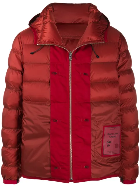 Ten C hooded contrast-panel puffer jacket Red 18CTCUD03103002197