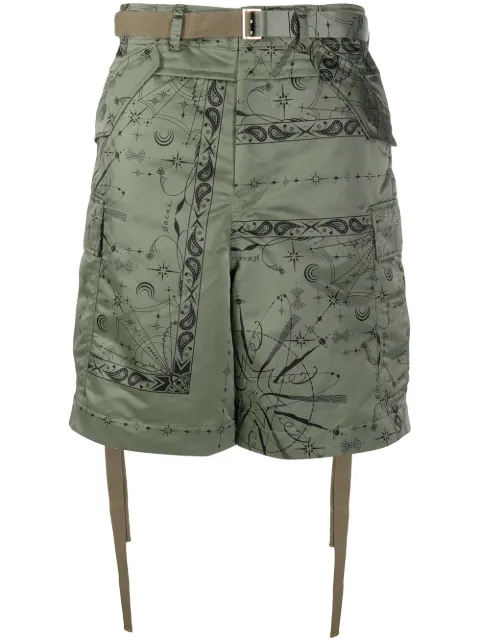 sacai cosmic print cargo shorts Green 2002331M