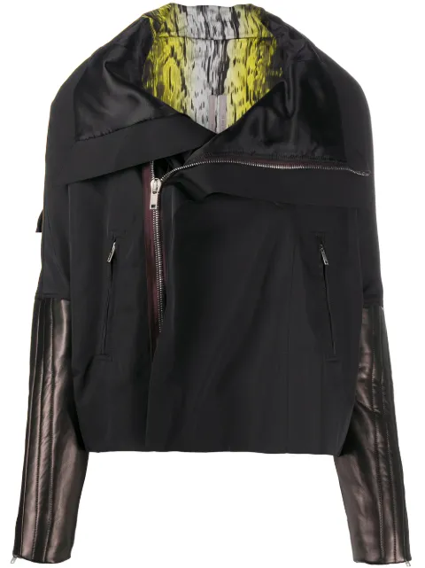 Rick Owens leather sleeve zipped jacket Black RP20F2701TTLLP