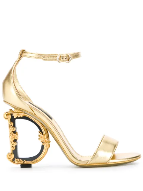 Dolce & Gabbana nappa mordore sandals with baroque DG heel Gold CR0739A1016