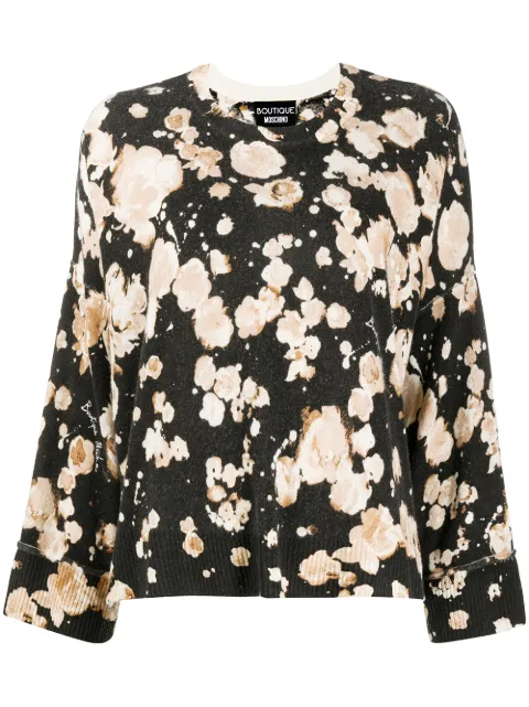 Boutique Moschino floral long-sleeve jumper Black J09175807