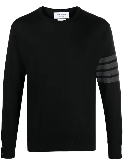 Thom Browne Black Fine Merino Wool 4-Bar Classic Crewneck Pullover Black MKA002B00014