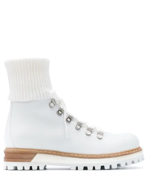 Le Silla lace-up leather boots White 7506R040M1PPCHI