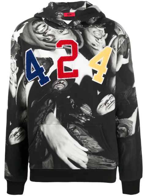 424 x Wu Tang photo-print hoodie Black 8012115J846WUTANGPRINT